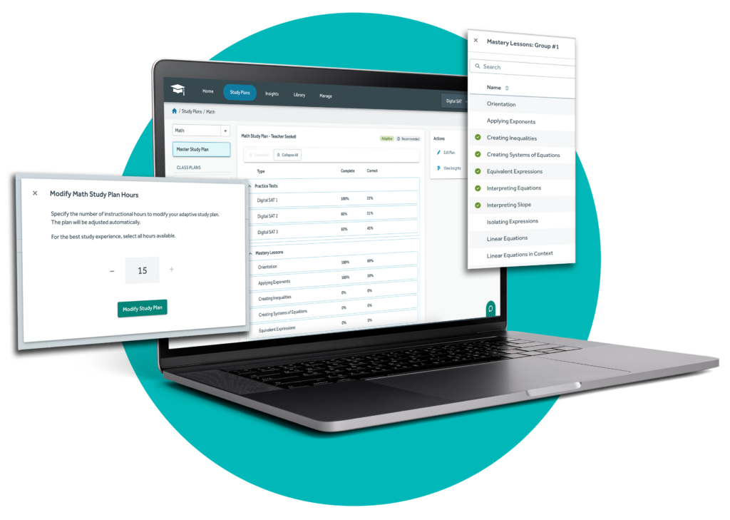 Computer mockup of ui from a Digital SAT test prep platform