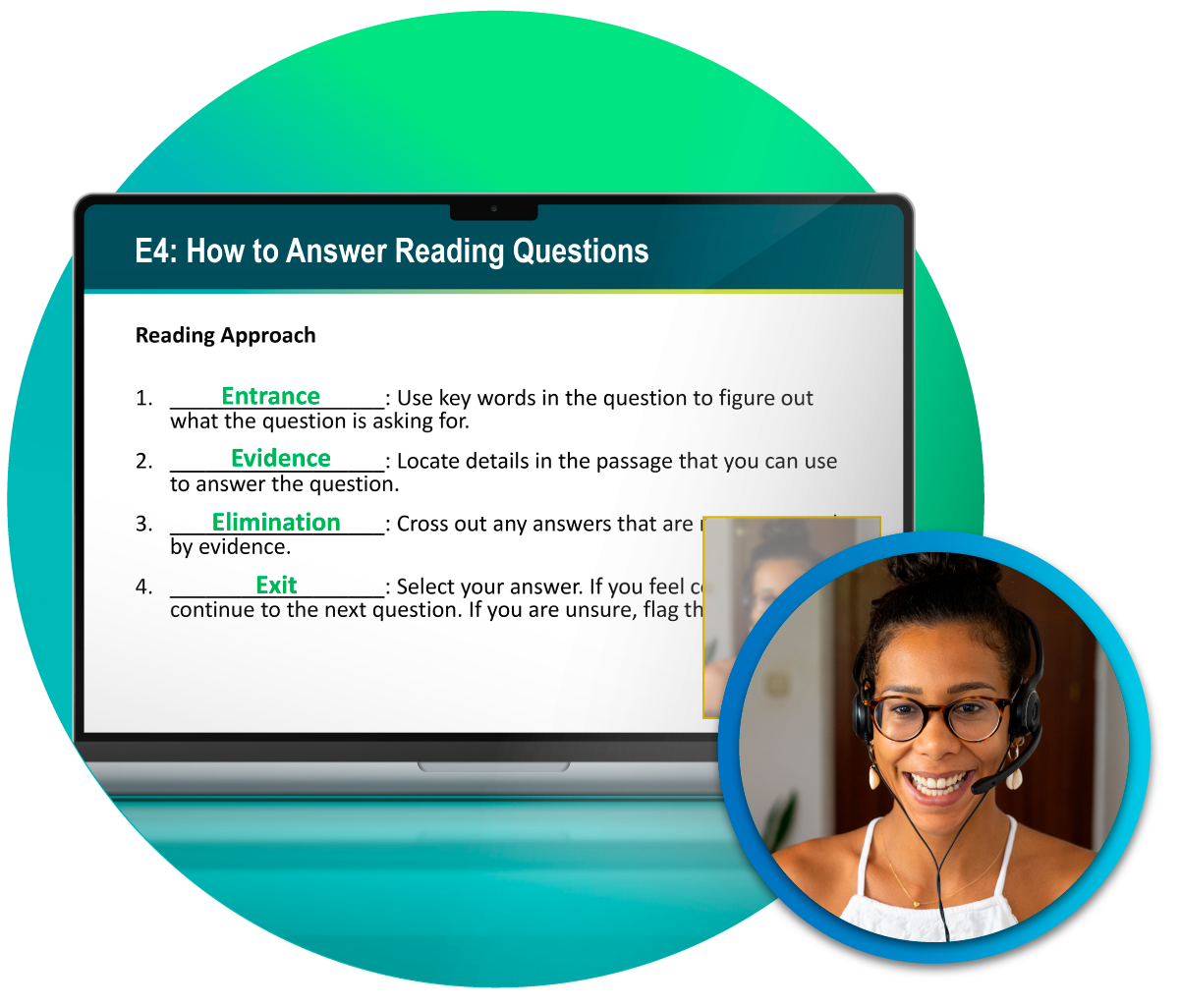 MasteryPrep expert Virtual Boot Camp Instructor using powerpoint slides to assist in instruction