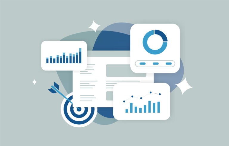 Marketing analytics dashboard with performance graphs, conversion metrics and campaign reports